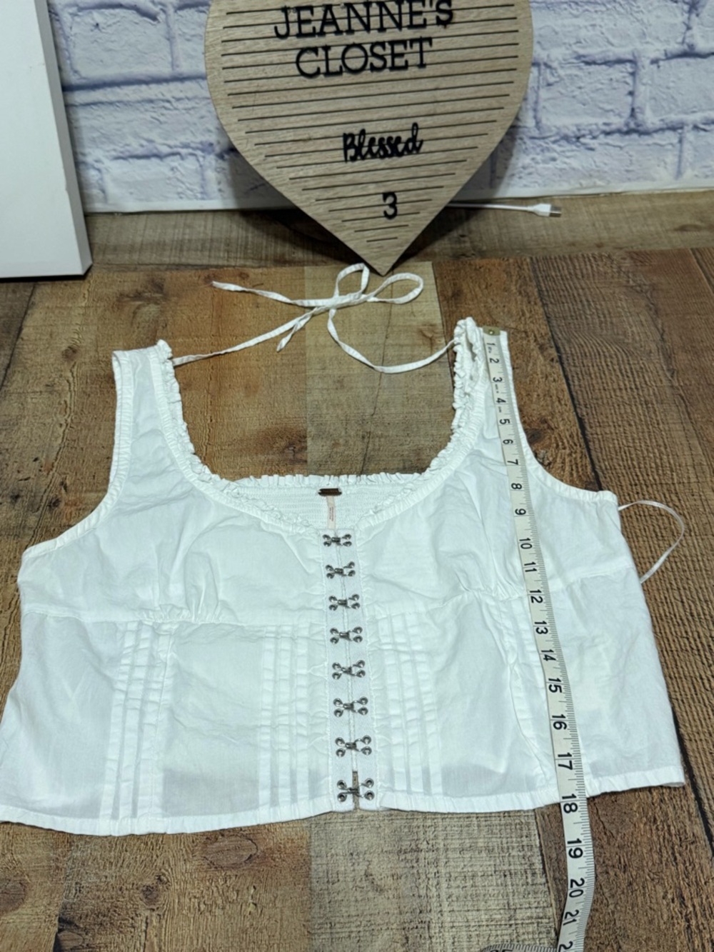 Free People Amelia white Corset Sleeveless Top Size L Cottage Core Romantic Farm - Picture 9 of 13